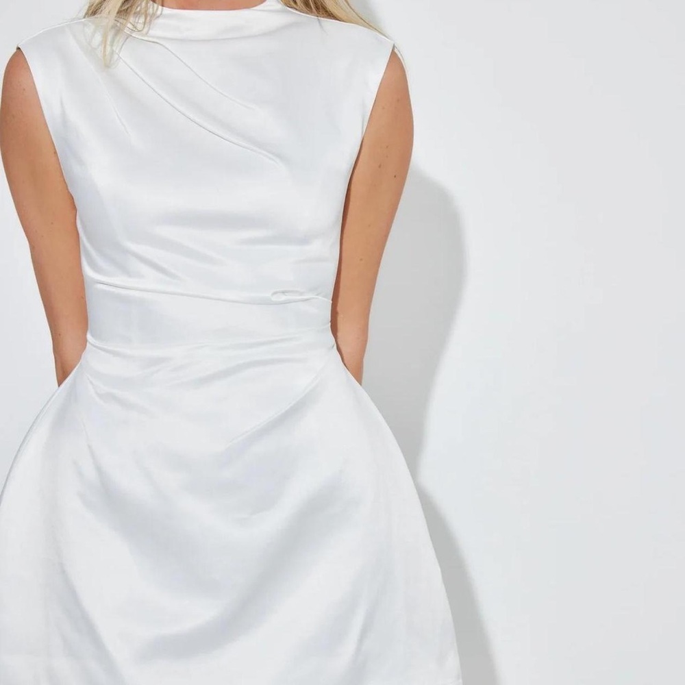 Odd Muse Chic White Satin Mini Dress